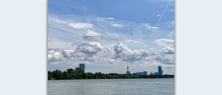 Blick über Wien von der Donau aus